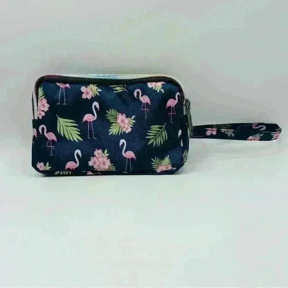 Flamingo Makeup Cosmetic Wristlet - Picture 4 of 6
